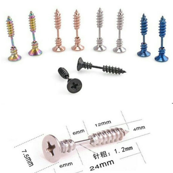 😍Stainless Steel 3D Unisex Screw 2 Sided Stud 5pc - Picture 2 of 8
